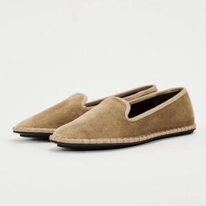 Zara Beige suede minimalist loafers